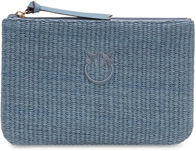 Pinko Pochette in Rafia con Zip e Logo