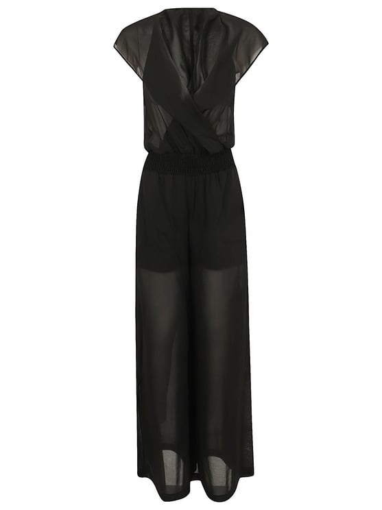 Pinko Sophisticated Sheer Voile Jumpsuit with Butterfly Sleeves