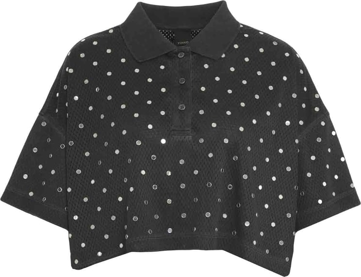 Pinko Mesh polo shirt with appliqués 'Erve'