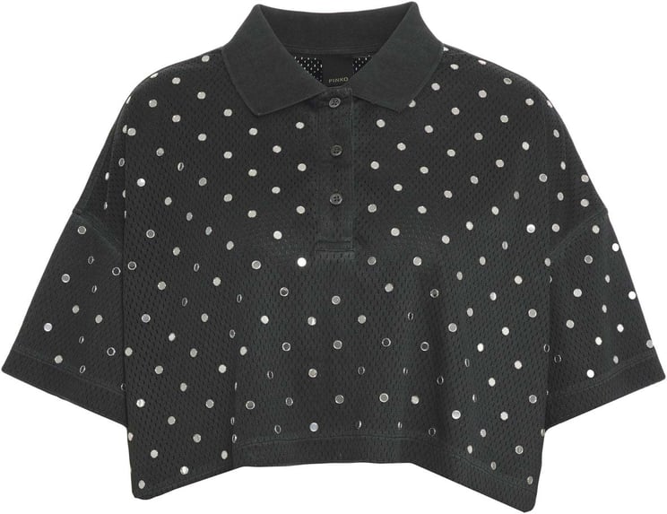 Pinko Mesh polo shirt with appliqués 'Erve'