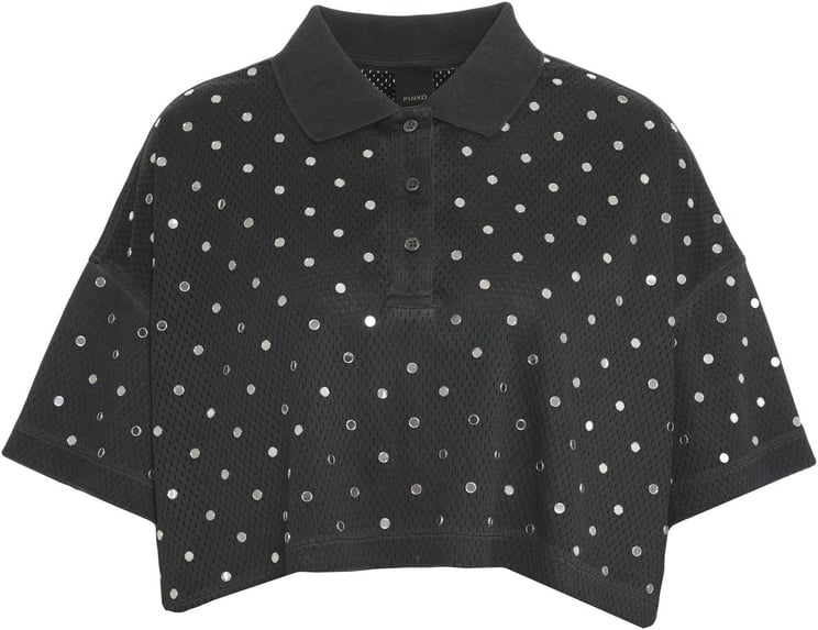 Pinko Mesh polo shirt with appliqués 'Erve'