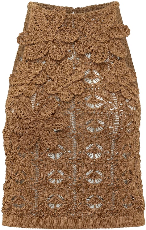 Pinko Gonna Corta in Maglia Traforata con Applicazioni