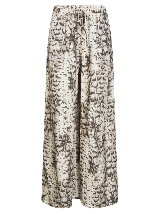 Pinko Gussola Popline Snake Print Wide-Leg Pants