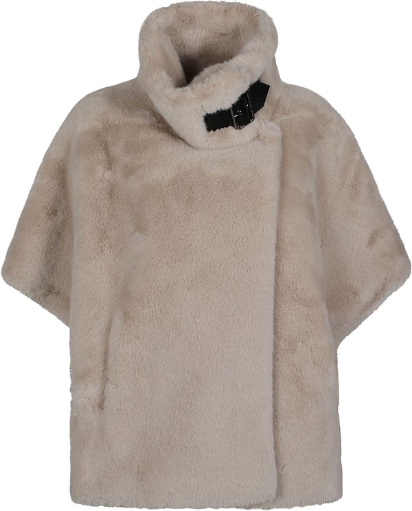 Pinko New Comodino Faux Fur Cape Nude