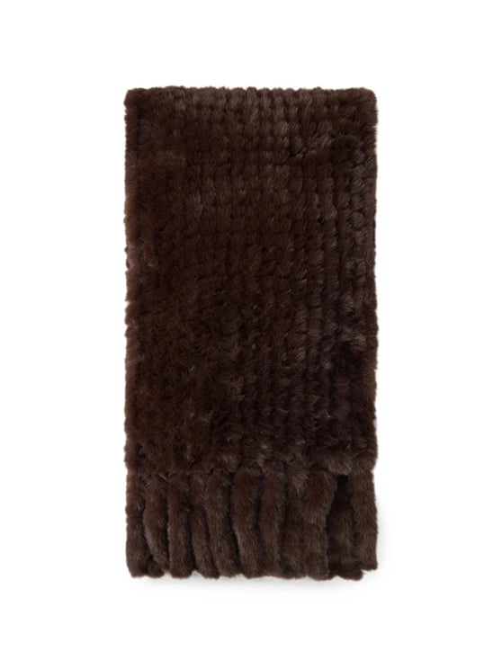 Pinko Ribbed Plush Scarf with Fringed Ends