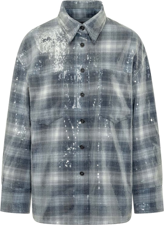 Pinko Orchidea Overshirt Check con Paillettes