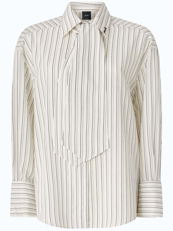 Pinko Long-Sleeved Blouse With Asymmetrical Front Detail And Contrasting Stripes