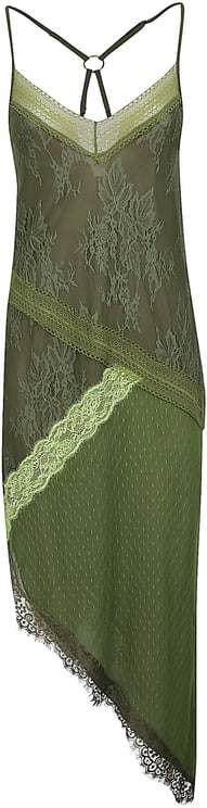 Pinko Acino Asymetrical Mini Dress Green