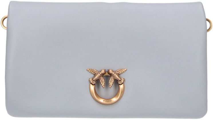 Pinko Grey Love Click Calf Leather Bag