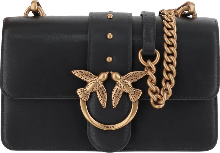 Pinko Black Love One Mini Leather Satchel