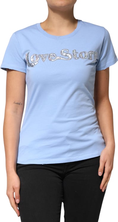 Pinko PINKO Blue Love Story Sequined Embellished Short Sleeves T-shirt