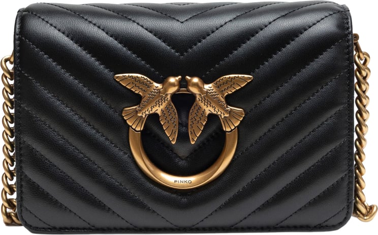 Pinko PINKO Black Leather Love Click Mini Shoulder Bag