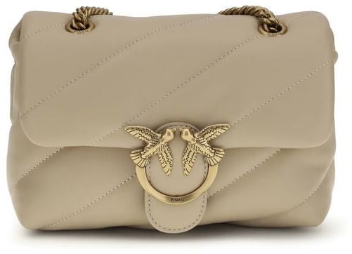 Pinko PINKO Beige Calf Leather Bos Taurus Shoulder Bag
