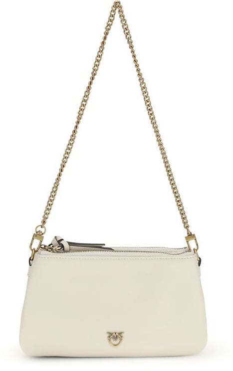 Pinko PINKO Beige Calf Leather Bos Taurus Shoulder Bag
