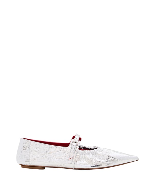 Plan C Pointed Toe Ballerina Flats With Buckle Detail