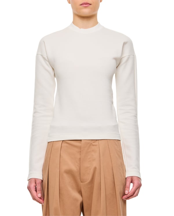 Plan C Minimalist Jersey Sweater with Embroidered Detail