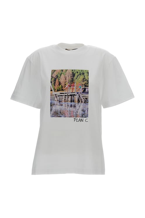 Plan C Boxy Fit White Crew-Neck T-Shirt