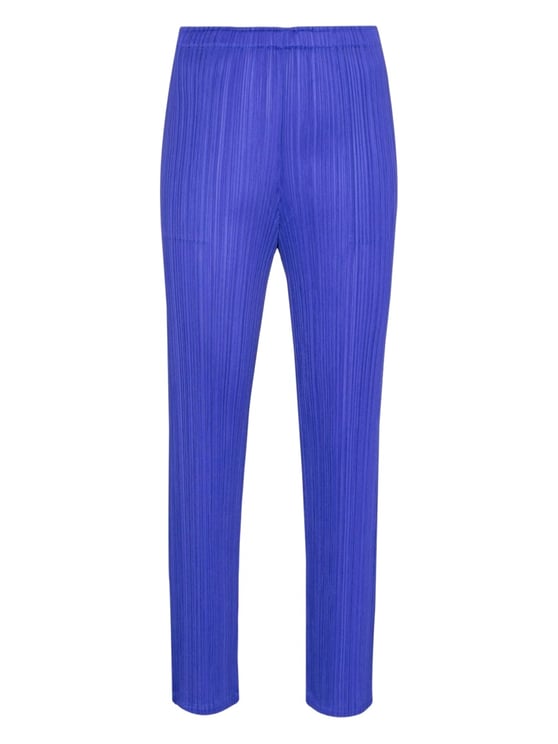 Pleats Please Blue Vibrant Pleated Straight-Leg Pants
