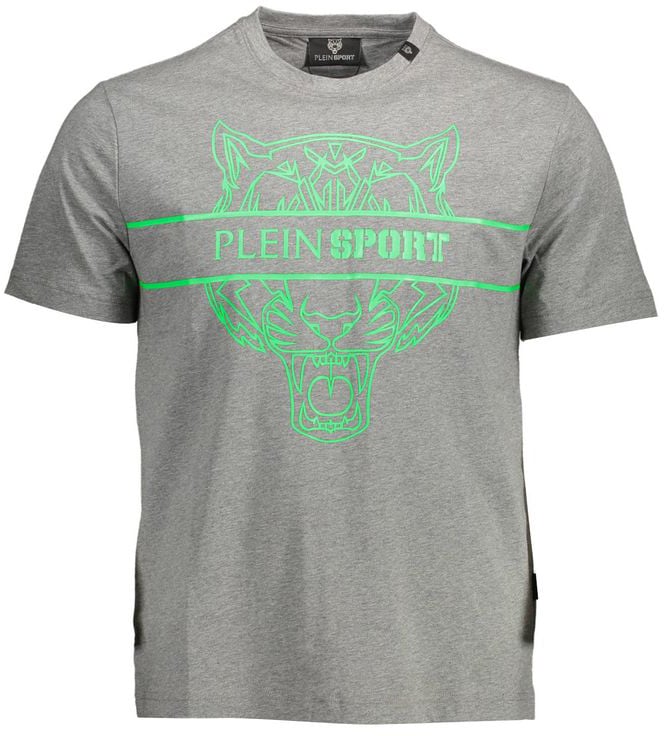 Plein Sport Plein Sport "Gray Cotton Men's T-Shirt with Contrasting Details"