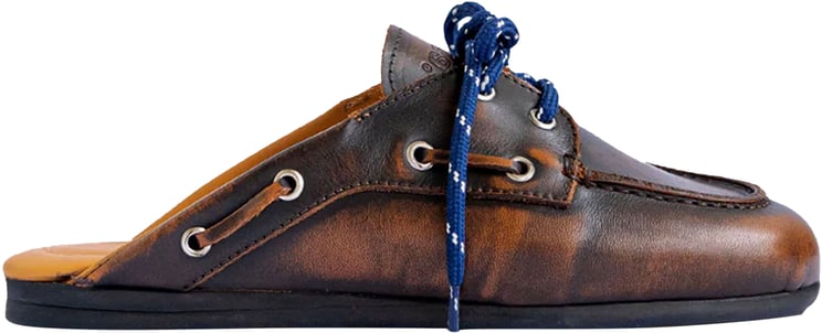 Posa Boat Loafer Mule Leather Coffee