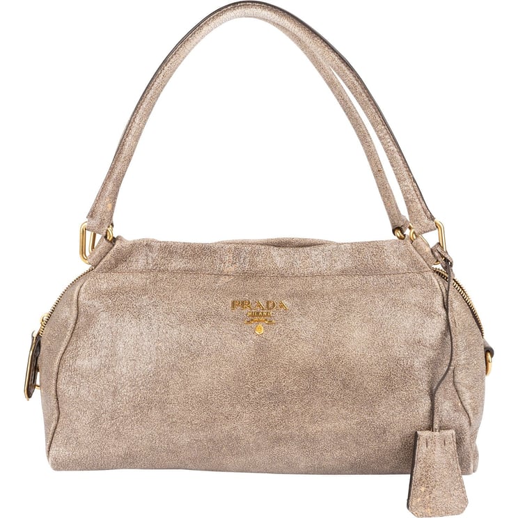 Prada Prada Crackle Leather Hobo Handbag