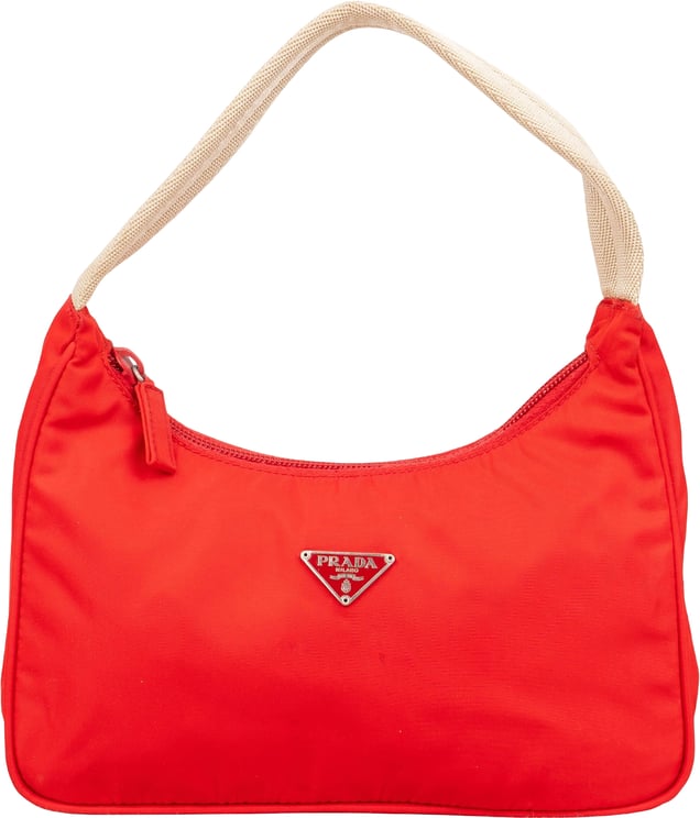 Prada Prada Red Nylon Tessuto Mini Triangle Handbag