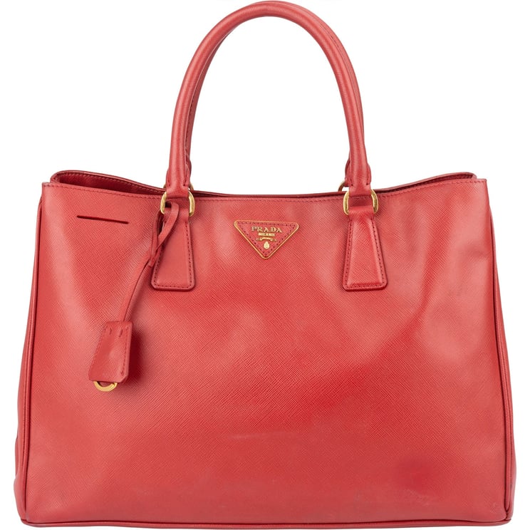 Prada Prada Red Saffiano Leather Galleria Tote Handbag
