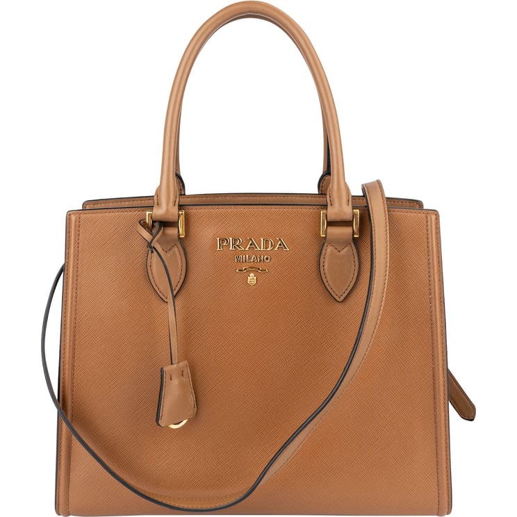 Prada Prada Brown Saffiano and Calf Leather 2Way Handbag