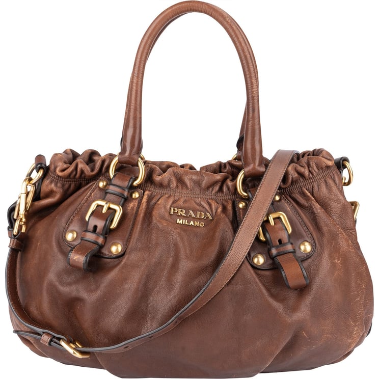 Prada Prada Brown Vitello Daino Satchel Handbag