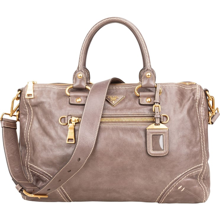 Prada Prada Vitello Lux Leather Bauletto Satchel Handbag