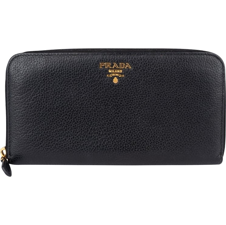 Prada Prada Vitello Grained Leather Large Zip Around Wallet 1ML506