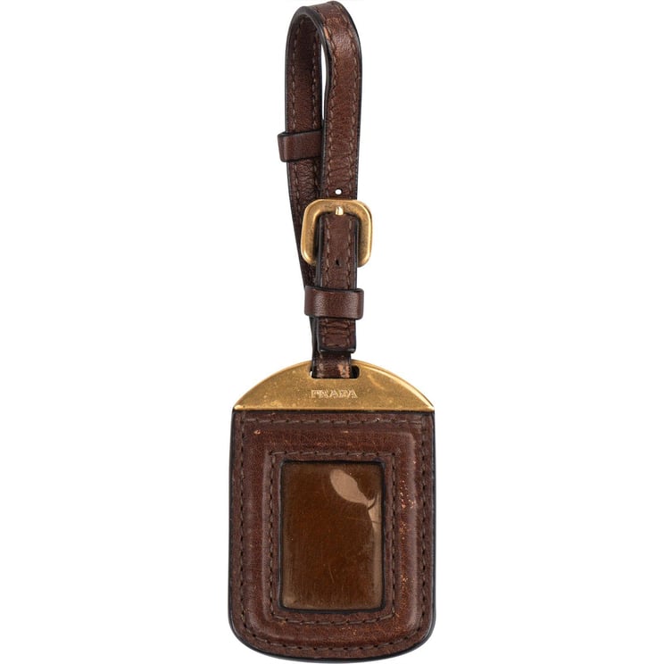 Prada Prada Brown Leather Luggage Tag Pendant