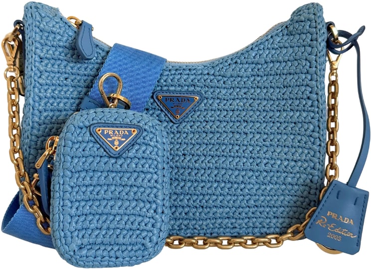 Prada Prada Re-Edition 2005 Raffia hellblau /neuwertig