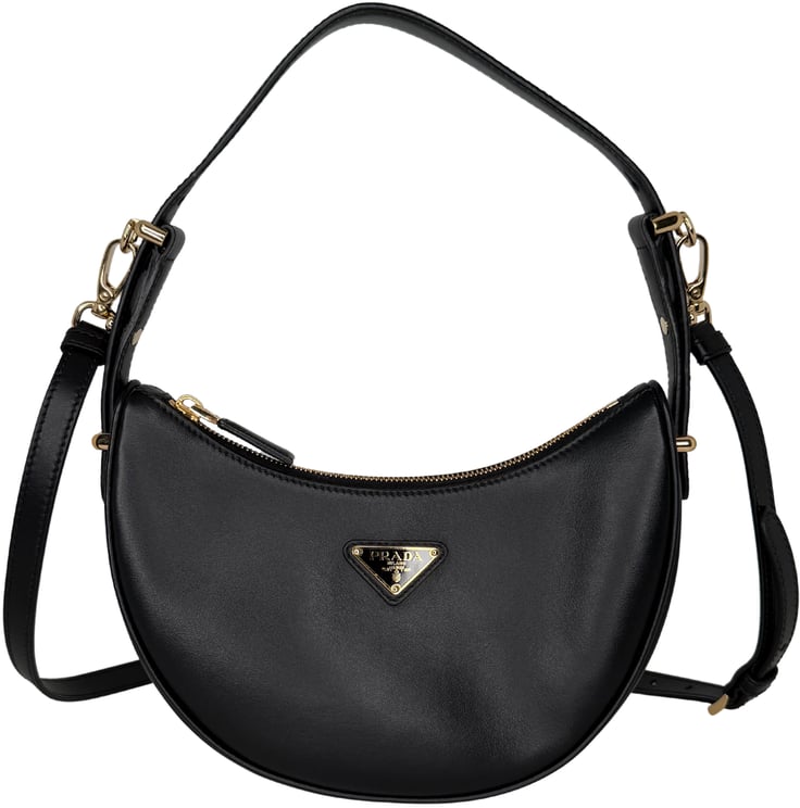 Prada Prada Small Arqué Shoulder Bag Leather Black Full Set / Very Good