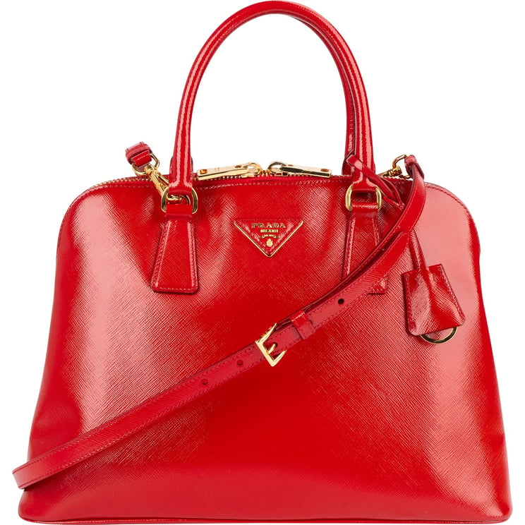 Prada Prada Patent Saffiano Vernice Promenade Handbag