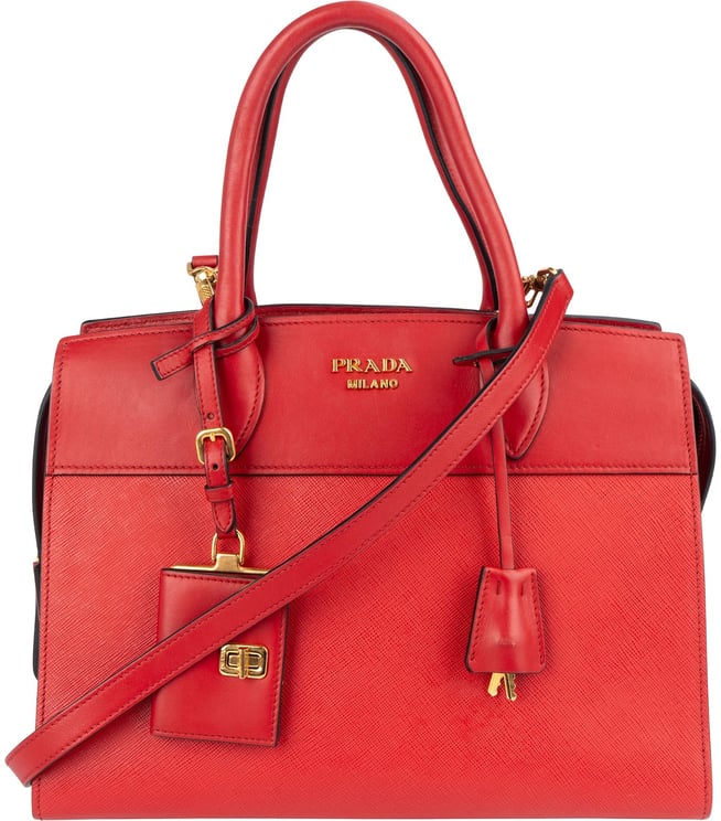Prada Prada Red Saffiano Leather Esplanade Handbag