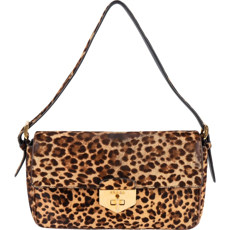 Prada Prada Cavallino Hair Animal Print Leopard Double Flap Shoulder Bag
