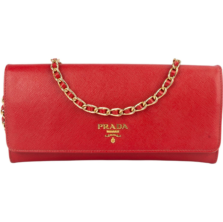 Prada Prada Saffiano Leather Wallet On Chain Crossbody Bag