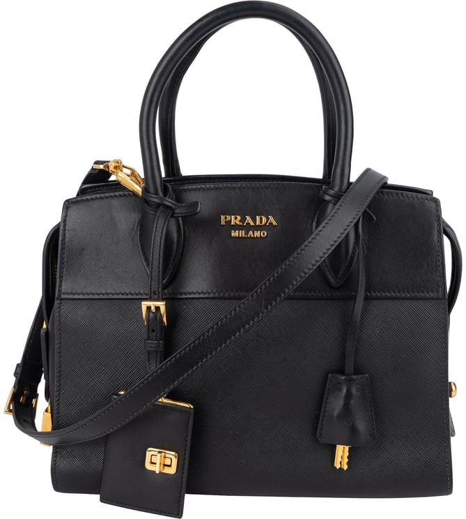 Prada Prada Saffiano City Calf Leather Esplanade Handbag