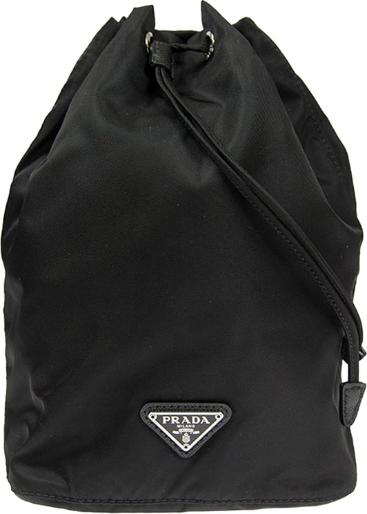 Prada Prada Nylon and Leather Drawstring Pouch