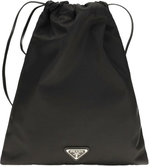 Prada Black Recycled Polyamide Drawstring Shoulder Bag