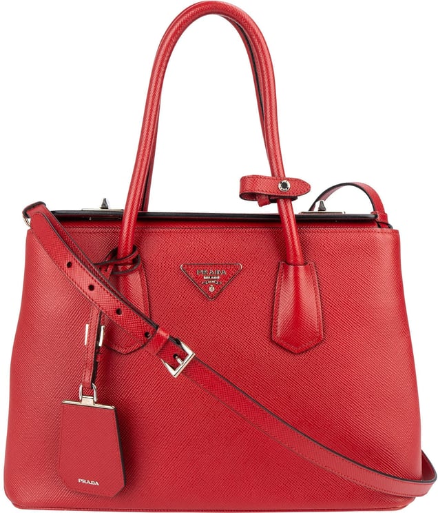 Prada Prada Red Saffiano Leather Double Handbag