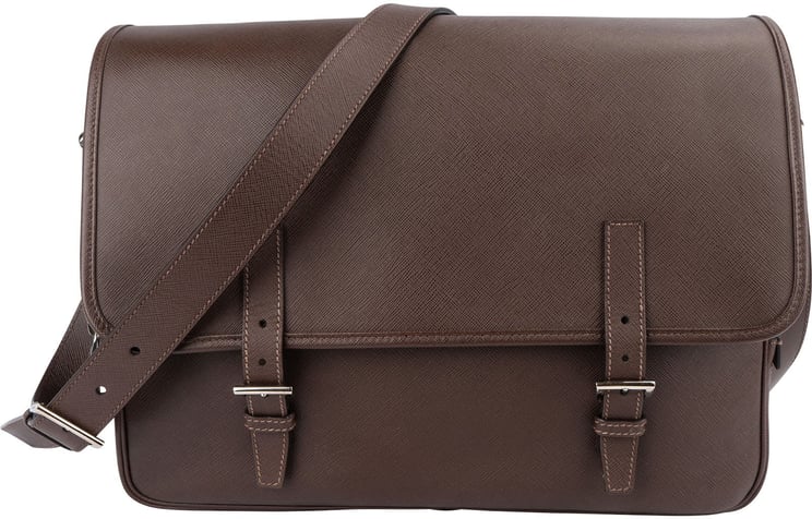 Prada Prada Saffiano Leather Triangle Messenger Crossbody Bag