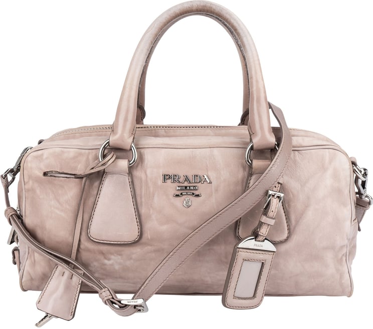 Prada Prada Vitello Antique Leather Bauletto Handbag