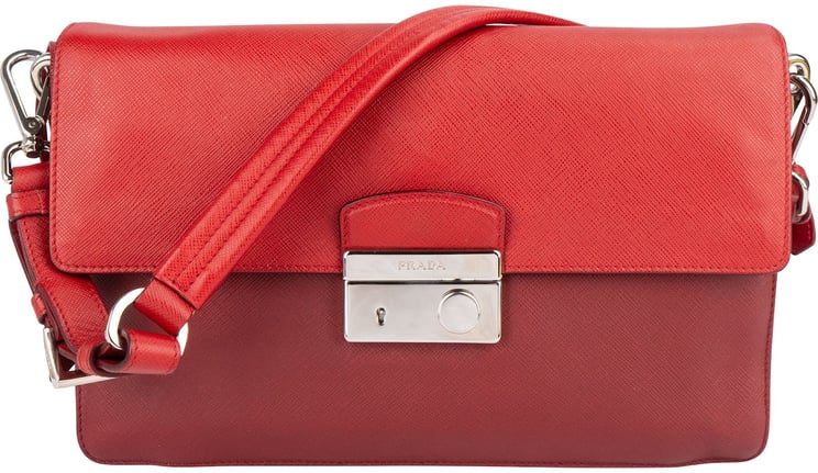Prada Prada Saffiano Leather Bicolor Shoulder Bag