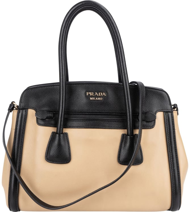 Prada Prada Saffiano Bicolor Leather City Tote Handbag