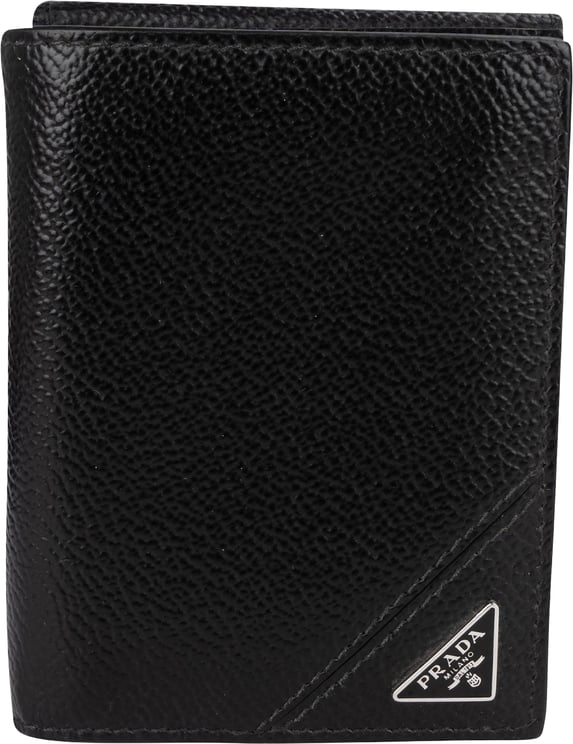 Prada Prada Saffiano Corner Leather Small Vertical Bifold Wallet