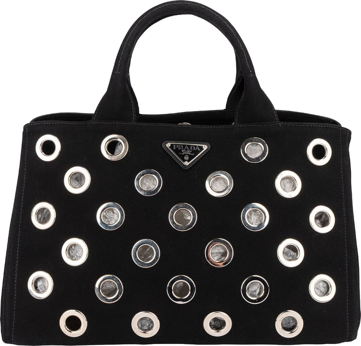Prada Prada Triangle Perforated Grommet Canapa Handbag