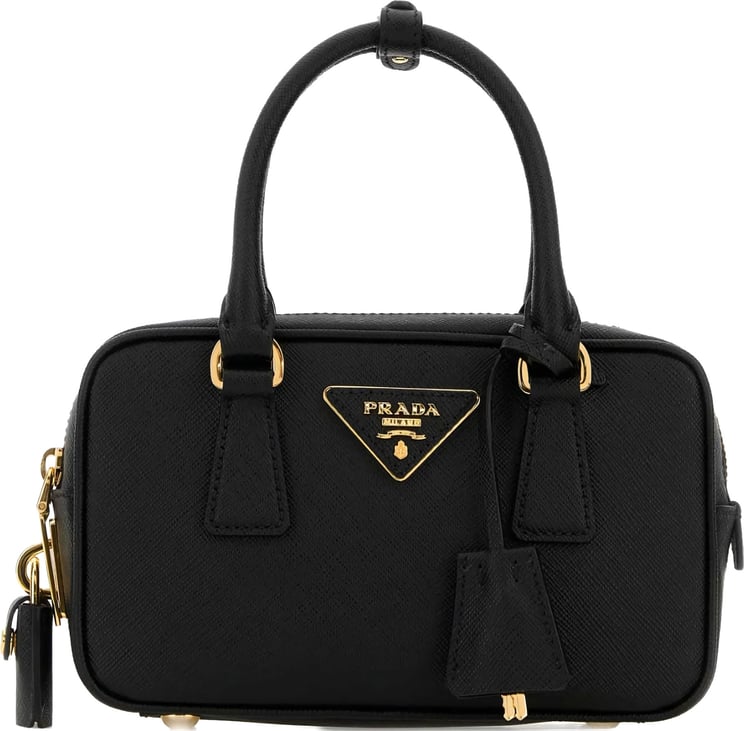 Prada Black Bauletto Structured Leather Handbag