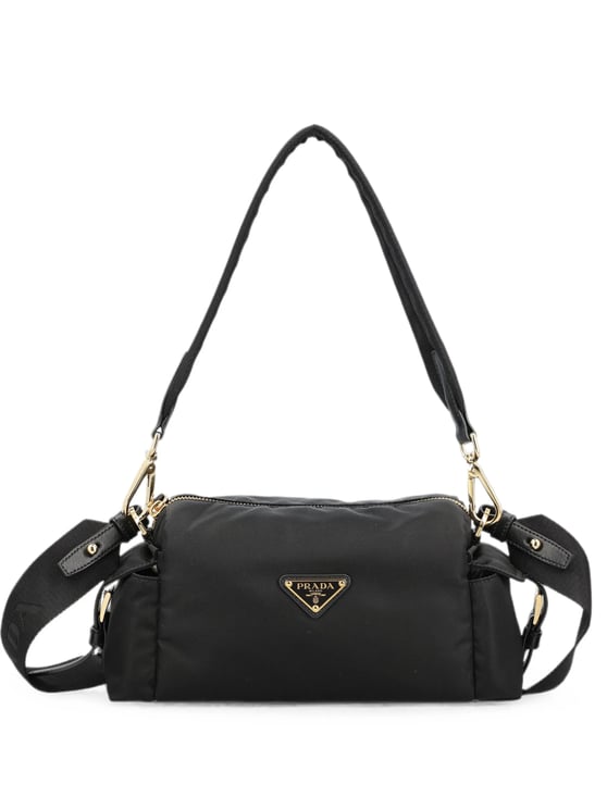 Prada Rectangular Black Handbag With Gold-Tone Accents